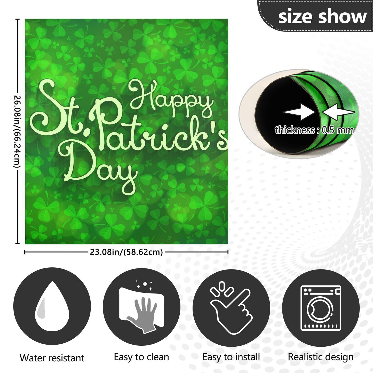 Kigai St. Patrick's Day Clover Dishwasher Magnet Cover, Reuseable Kitchen Fridge Door Magnet Sticker, Waterproof Refrigerator Microwave Magnet Cover Hoilday Party Decor, 23 x 26 Inch