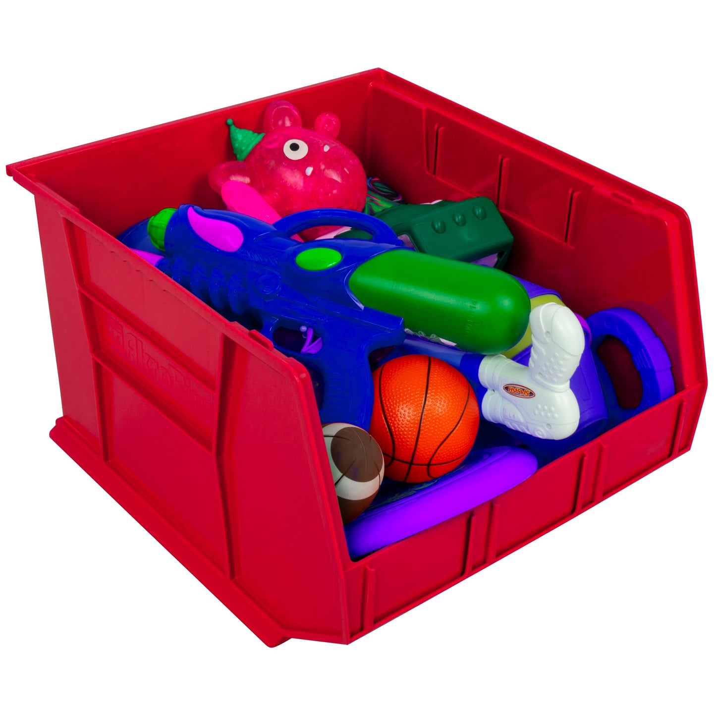Akro-Mils 30270 AkroBins Plastic Storage Bins, Space-Saving Stackable Bins for Garage, Pantry, Craft Organization, 18" x 16" x 11", Red, 3-Pack