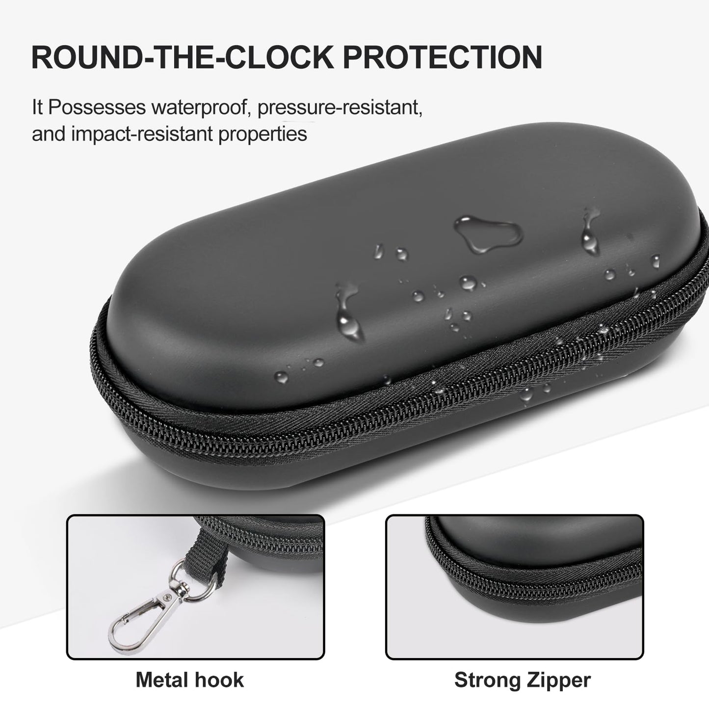 popolov Double Glasses Case,Dual Eyeglasses & Sunglasses Organizer with Clip Zipper Closure for Travel 2 Pairs Storage Box Black