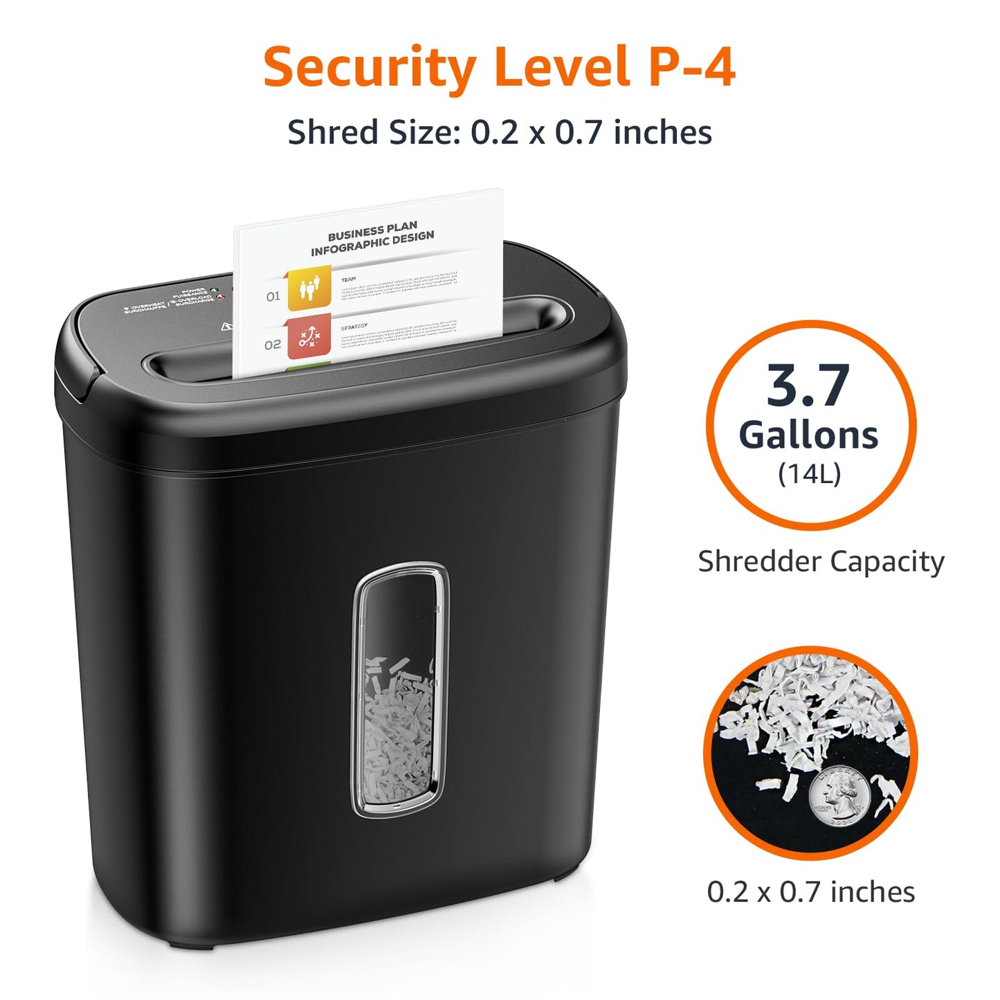 Amazon Basics 8-Sheet High Security Cross Cut Paper and Credit Card Shredder with P-4 Security, Auto Shut-off, Black