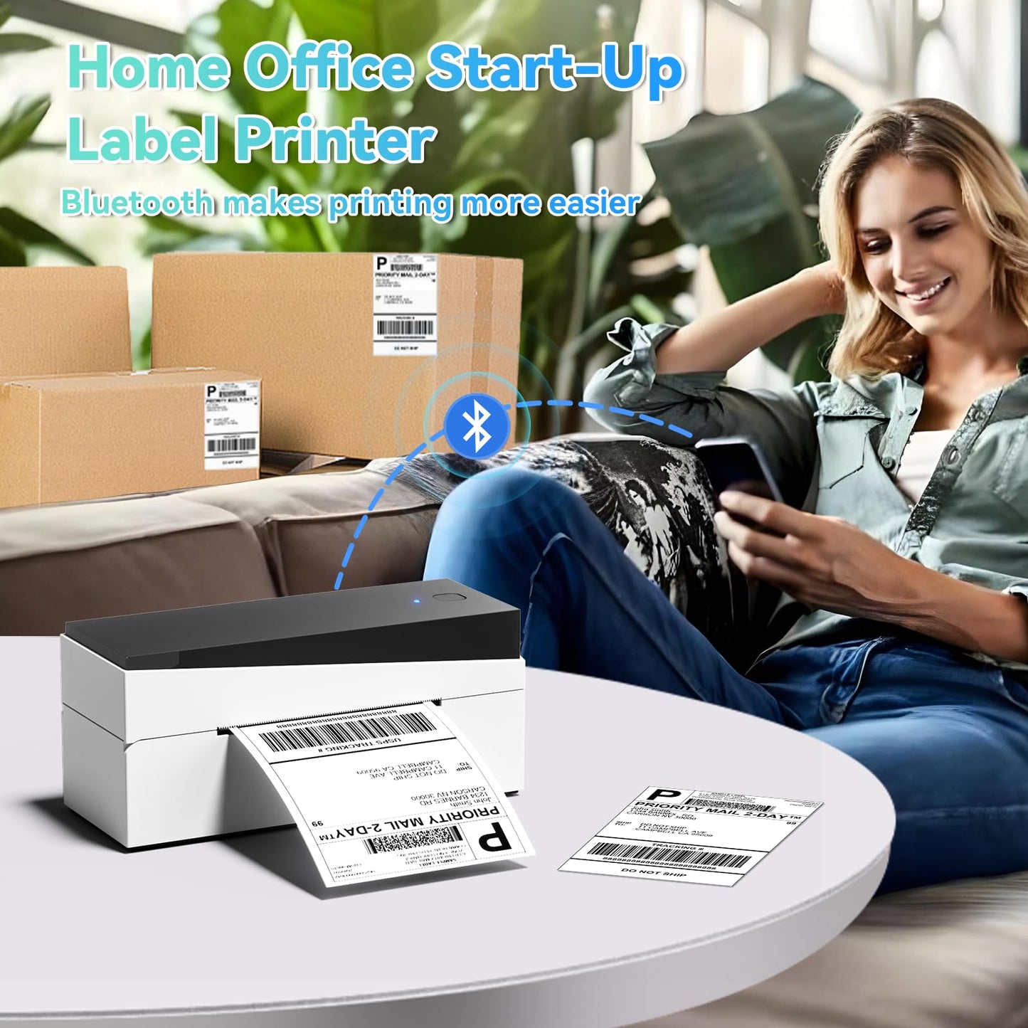 Omezizy Bluetooth Shipping Label Printer 4x6, 249BT Thermal Label Printer for Small Business, Shipping Packages, Office, Home, Compatible with Amazon, Tiktok, Ebay, USPS