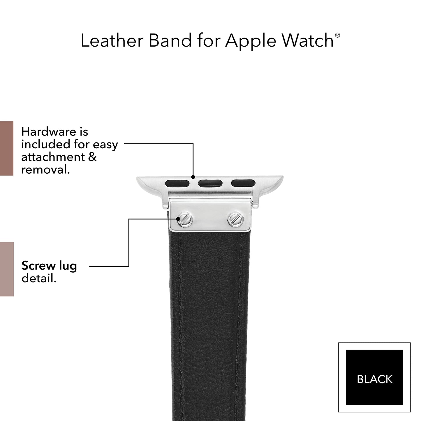 Anne Klein Leather Replacement Band for Apple Watch Secure, Adjustable, Apple Watch Band Replacement, Fits Most Wrists (38/40/41mm, Black)