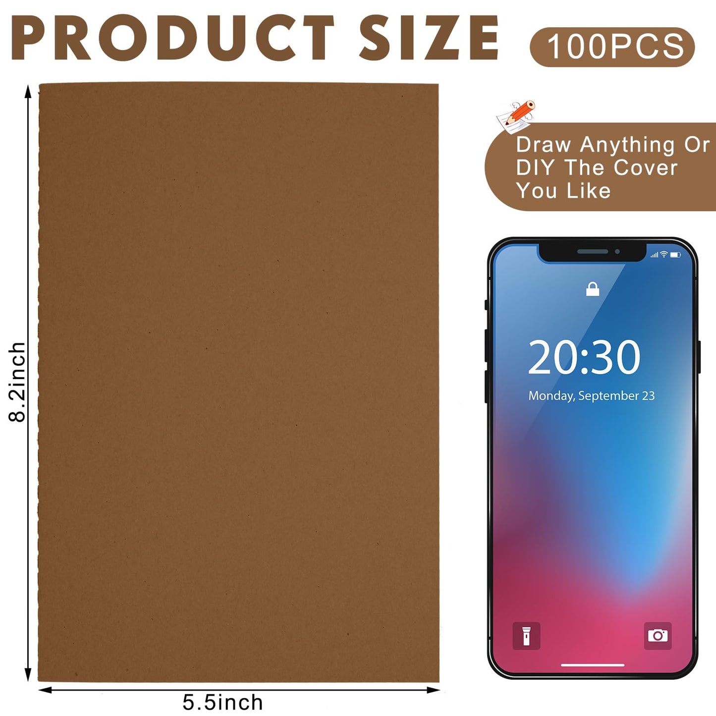 Mimorou 100 Pcs Journals Notebooks Bulk - Kraft Softcover A5 Small Notebooks 5.5 Inch x 8.3 Inch Notepads with 60 Page 30 Sheet for Writing Sketch Travel Office Supplies(Dark Brown,Lined)