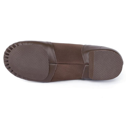 Linodes Unisex Leather Upper Jazz Shoe Slip-on Dance Shoes for Women and Men Coffee 5M