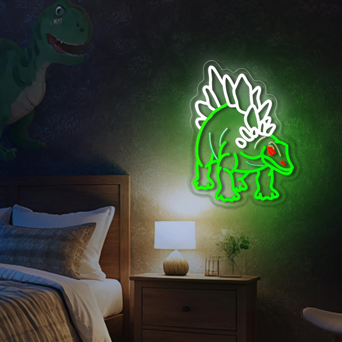Dinosaur Neon Sign Stegosaurus Neon Sign for Wall Decor Dino USB Dimmable Neon Light Sign for Boys Girls Room Gameroom Holiday Birthday Christmas Gift