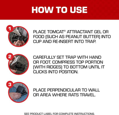 Tomcat Rat & Mouse Trap Bundle - 2 Press 'N Set Traps & 1 Rat Snap Trap with Attractant Gel