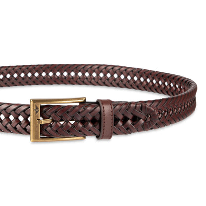 Dockers Men's Leather Braided Casual and Dress Belt,Brown,32