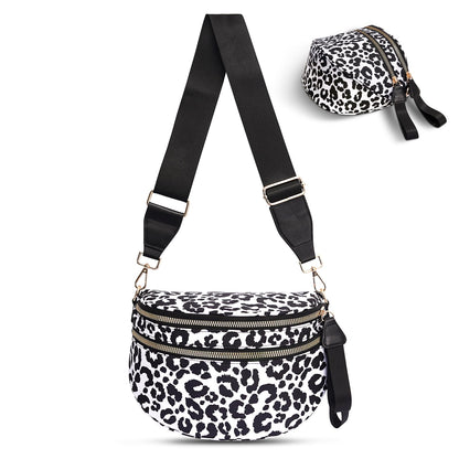 Checkered Crossbody Bag,Nylon Bum Bags for Women Crossbody,Spacious Sling Bag Purse Fanny Packs with Shoulder Strap