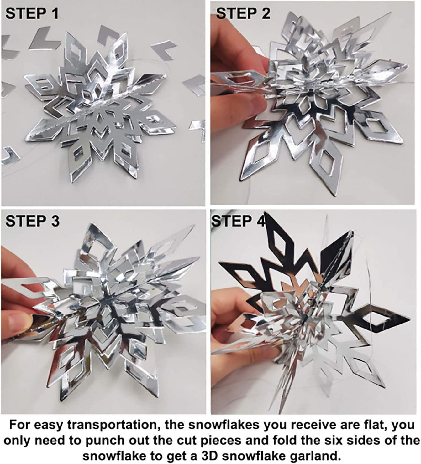 CNUSER Winter Wonderland Snowflakes Party Decorations 3D Card Hanging Paper Centerpieces for Birthday,Christmas Tree(Red)