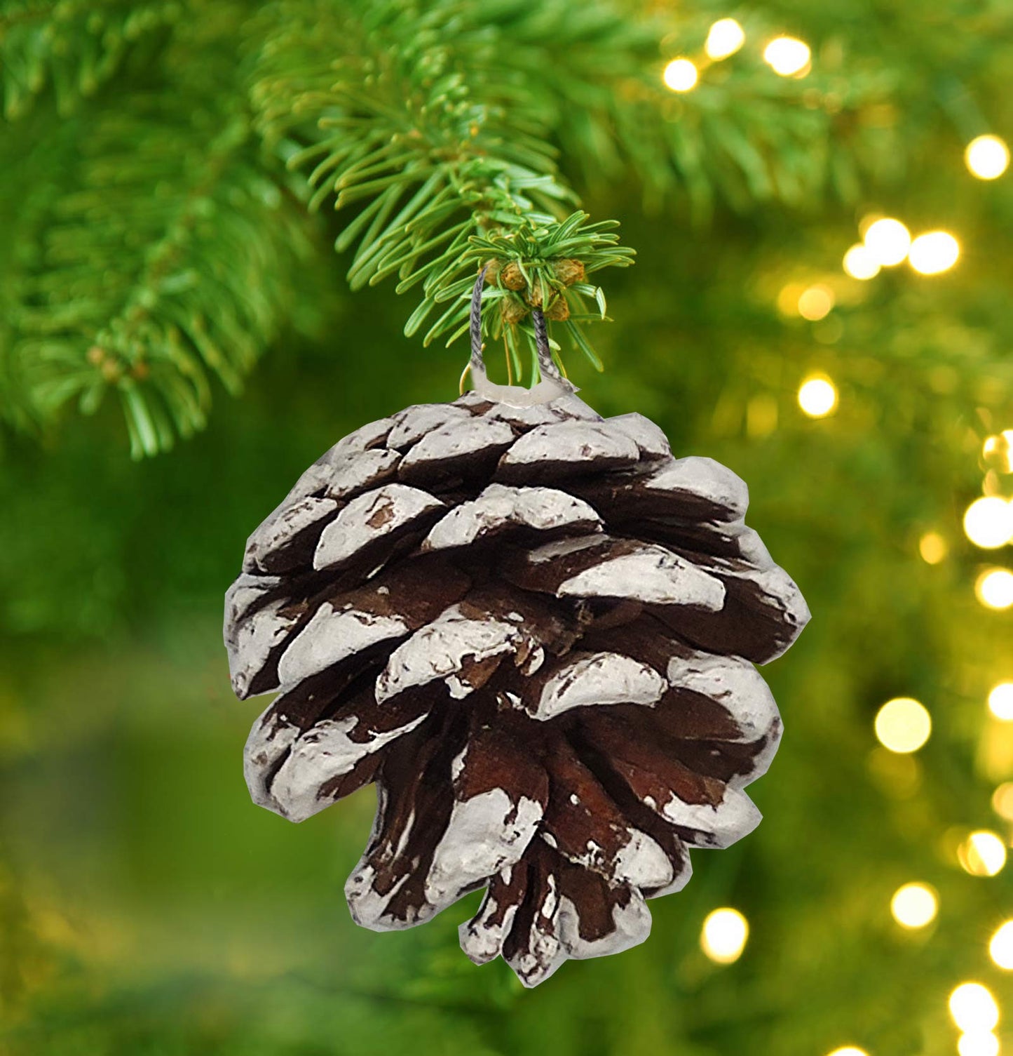 24 PCS Pine Cones for Christmas Tree Snowflake Natural Pinecones Ornament with String Pendant Crafts for Xmas Party Home Decor Fall Winter Holiday Christmas Tree Decoration (24)