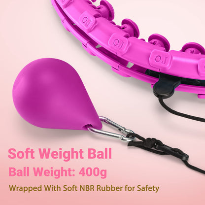 OurStarry 34 Knots Weighted Workout Hoop Plus Size, Smart Waist Exercise Ring for Adults Weight Loss (34Knots Purple)