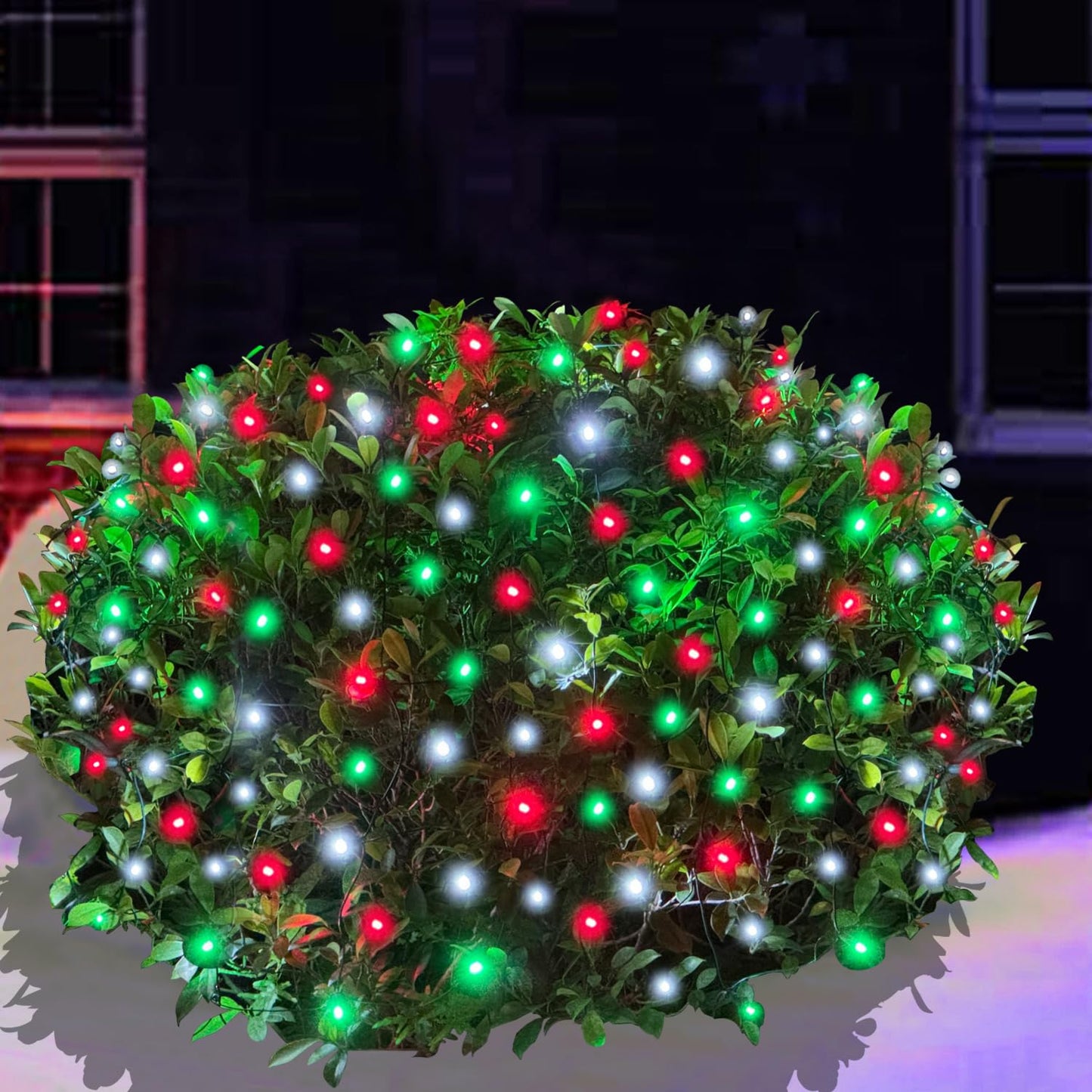 HISHINY Christmas Net Lights Outdoor for Bushes,100LED 5X5ft Connectable Bush Yard Mesh Shrub Net Light Decorations for Party, Holiday, Wedding, Tree,Home Decor(Red White Green)