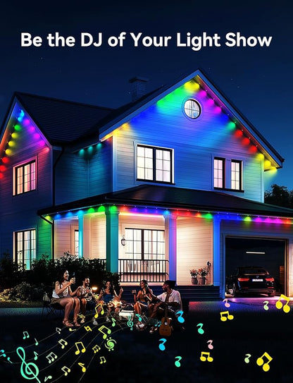 Permanent Outdoor Lights for House, RGB+IC IP67 Waterproof Smart Eave Lights 100ft with 50 LED, Eternity Lighting for Holiday Daily Decor, Work with Remote, APP