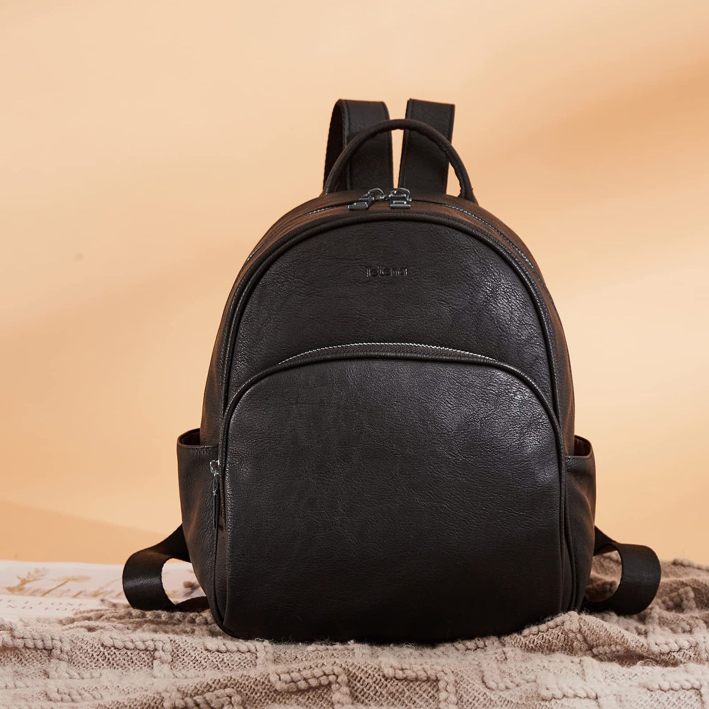 Telena Small Backpack Purse for Women Cute Mini Leather Travel Shoulder Bags Black