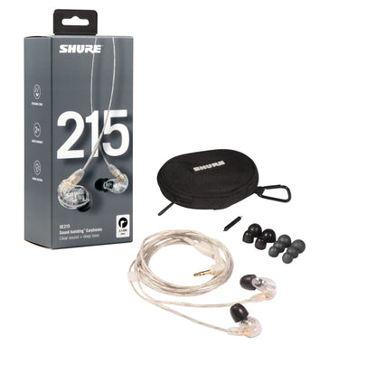 Shure SE215 PRO Wired Earbuds, Professional Sound Isolating Earphones with Clear Sound and Deep Bass, Single Dynamic MicroDriver, Secure In-Ear Design, Includes Carrying Case and Ear Tip Kit, Clear (SE215-CL)