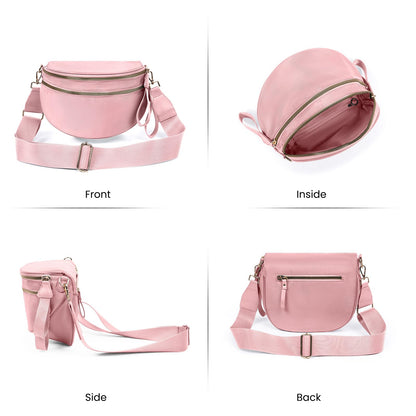 Nylon Crossbody Bags Bum Bag for Women Large Sling Bag Purse with Adjustable Strap（Black）