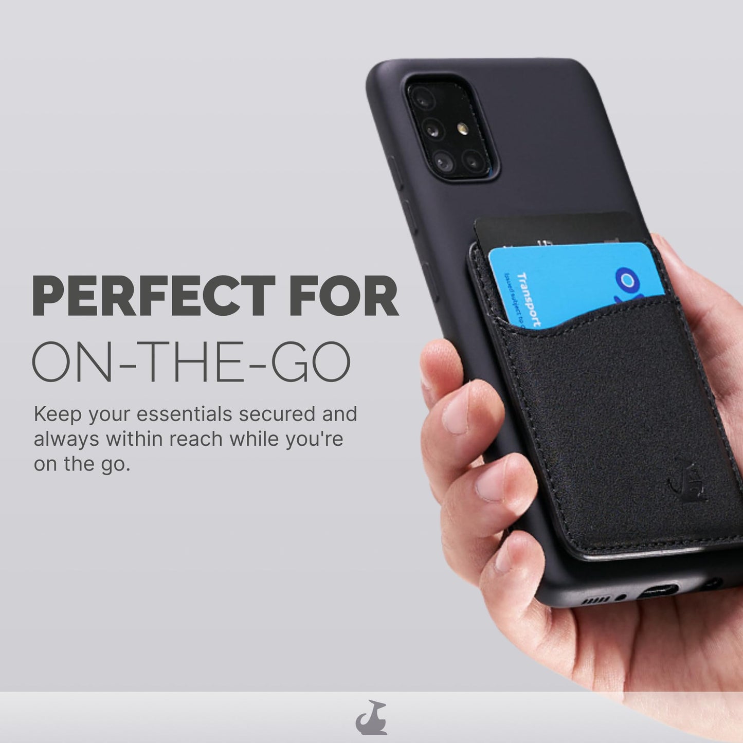 Wallaroo Premium Leather Cell Phone Wallet Stick On - Android and iPhone Wallet and Card Holder for Women and Men - Durable with Non-Slip Lining Secures Up to 3 Cards