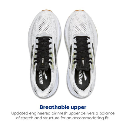 Brooks Men’s Ghost 17 Neutral Running Shoe - White/Black/Tea - 8 Medium