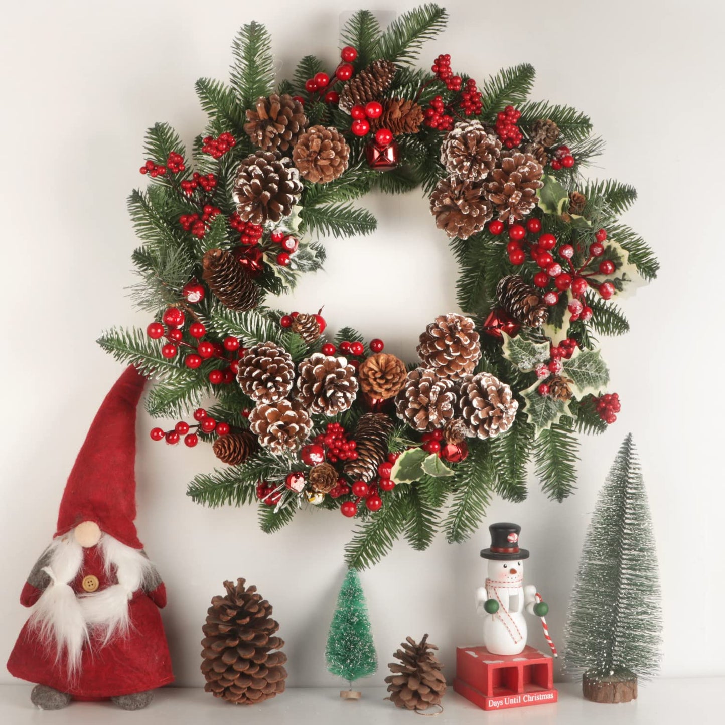 12PCS Christmas Picks with Pine Cones Holly Berry Artificial Red Berry Stems Pine Branches Small Christmas Berry Picks for Crafts Gift Wrapping Floral Picks Tree Wreaths Decor Holiday Arrangement