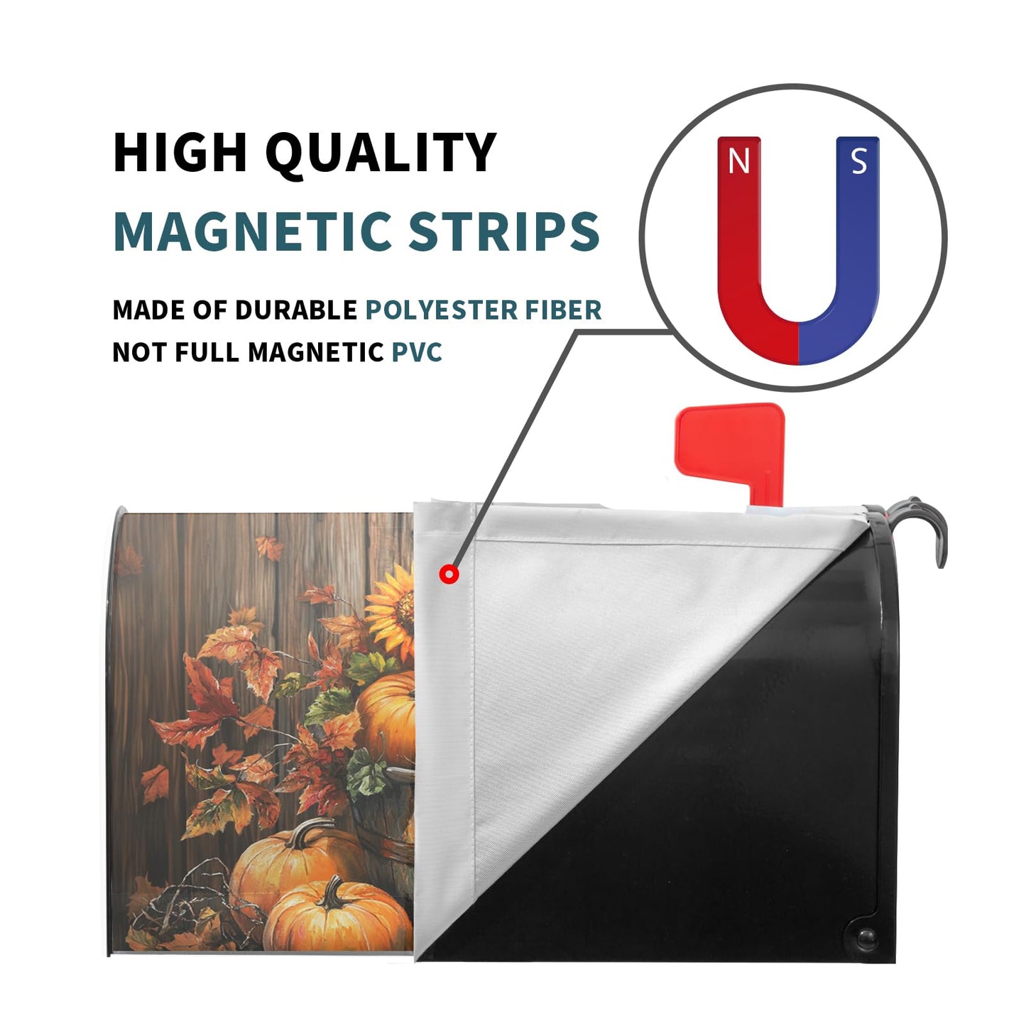 Fall Mailbox Covers Magnetic Standard Size 21x18 Inch Autumn Pumpkins Mailbox Wraps Thanksgiving Harvest Post Letter Box Cover Sunflowers Mailbox Post Protector for Home Garden Yard Outdoor Outside