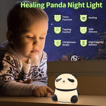 Panda Night Ligt, Night Light for Kids, LED Cute Toddler Night Light for Kids Room, 3 Level Dimmable Nursery Nightlights for Breastfeeding, Silicone Animal Night Lamp for Bedroom, Kawaii Room Decor