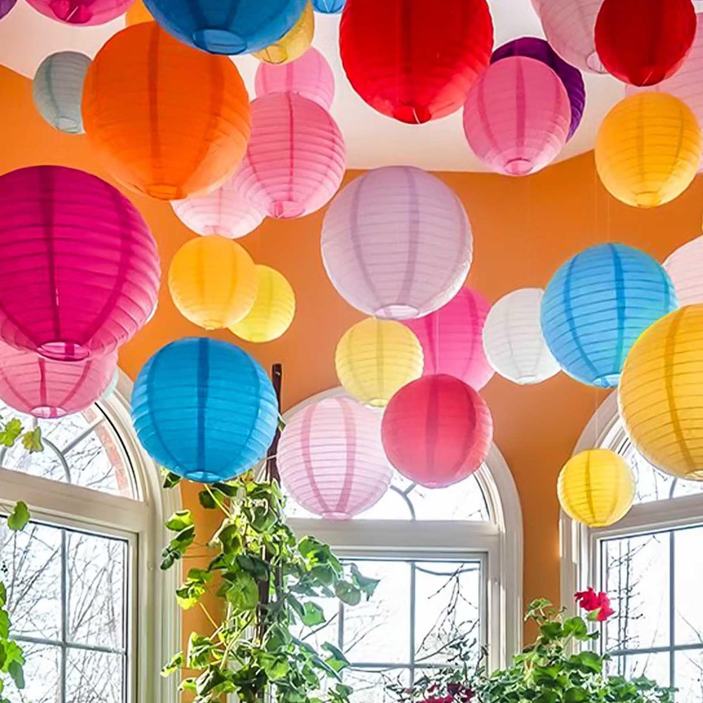 KUNYYI Rainbow Paper Lanterns 12Pcs Colourful Hanging Lanterns for Birthday Party, Wedding, Home Decor, Baby Shower Festive Decoration