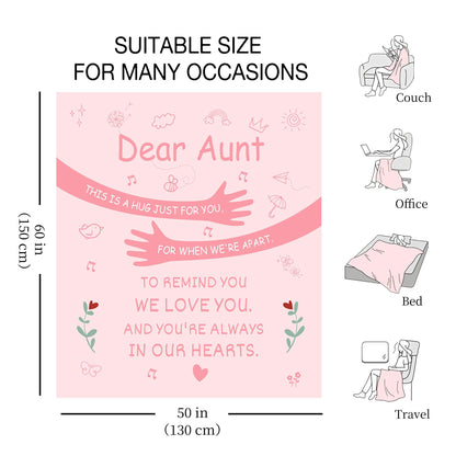 AprOcean Dear Aunt This is a Hug just for You for When We're Apart to Remind You we Love You and You're Always in Our Hearts Aunt's Blanket Gift from Niece Nephew for Birthday Mother's Day Christmas