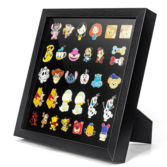 11x11 Enamel Pin Display Frame, Pin Collection Shadow Box, Desktop and Wall Display, Pin Display Case, Enamel Pin Holder, Black