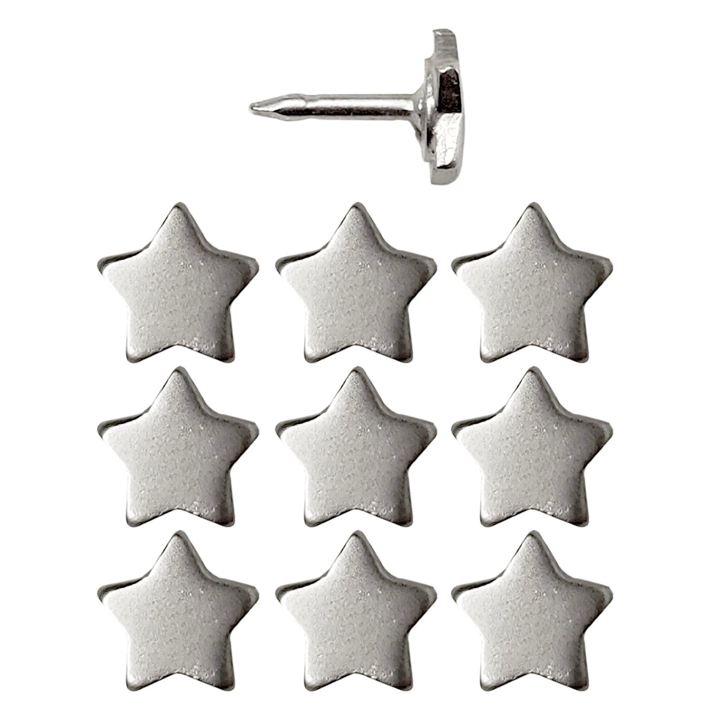 Mini Star Push Pins - Silver Mini Star Pins - for Cork Board, Maps, or Lapel Pin Use - Designed in USA - Set of 10
