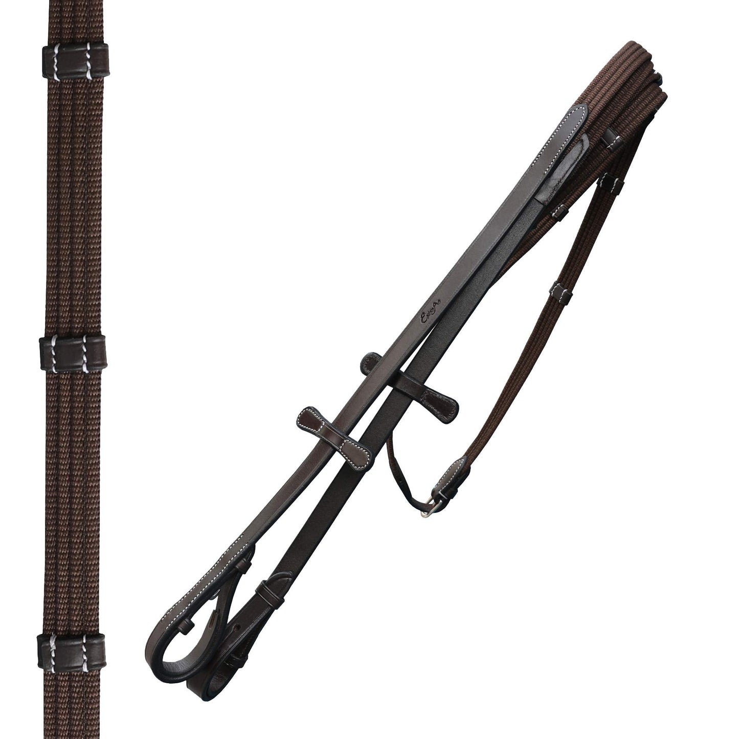 Exion Anti Pressure Cutback Crown Piece Soft Lined Browband and Crank Noseband Dressage Leather Bridle and Hand Stopper Leather Reins | Royal Dressage Bridle for Horses