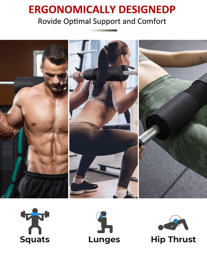 Barbell Squat Pad Nylon Padding AntiSlip- Thick Foam Barbell Pad for Squats Cushion, Lunges&Bar Padding for Hip Thrusts - Standard Weight Bar Pad - Provides Cushion to Neck Shoulders Training