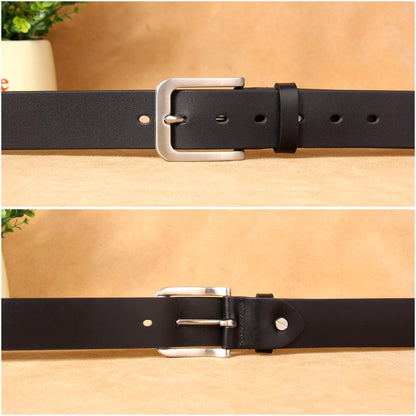 Mgailw Men's Genuine Leather Belt 1 1/2" Classic & Versatile Prong Buckle in Full-Grain Leather Trim to Fit(28" to 32" Waist Adjustable)