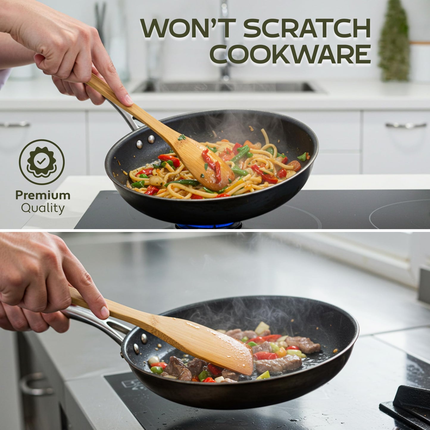 Christmas Wooden Spoons for Cooking - 6-Piece, Christmas Kitchen Utensils Gifts for Kitchen Decor including Spatulas & Spoons, Heat-Resistant, Eco-Friendly And Safe for Non-Stick Cookware