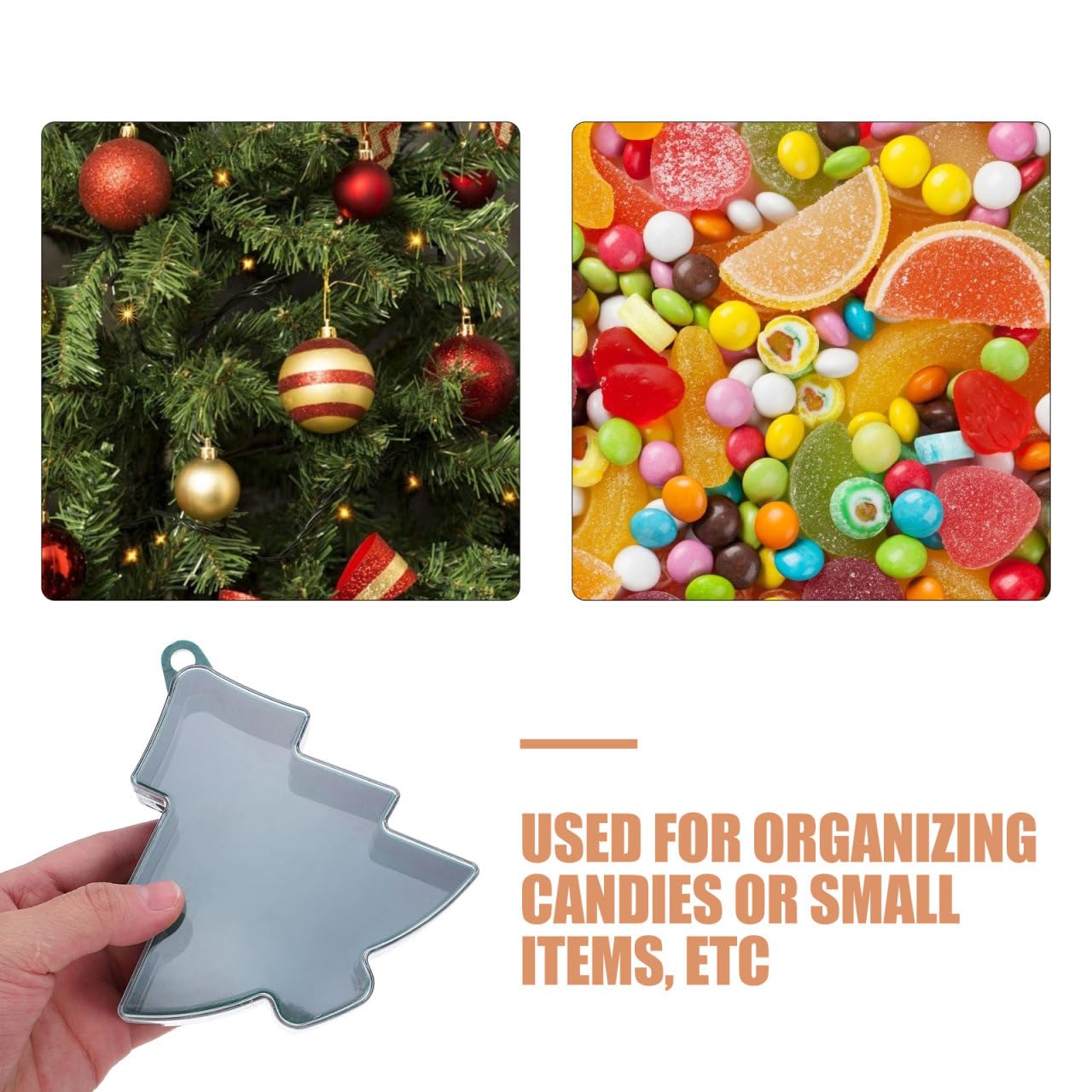 SAFIGLE Christmas Candy Boxes 10 Pack Tree Shaped Containers with Lids Plastic Fillable Candy Party Favor Boxes for Cookies Chocolates Snacks Hanging Holiday Decorations