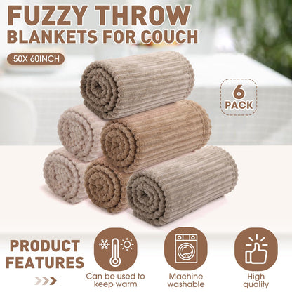 Buryeah 50 x 60 Inches Fleece Throw Blanket Soft Cute Warm Plush Flannel Fluffy Blankets for Wedding Sofa Couch Bed Seasons Employee Appreciation Gifts Bulk(Dark-Brown, Brown, Light Brown,6 Pack)