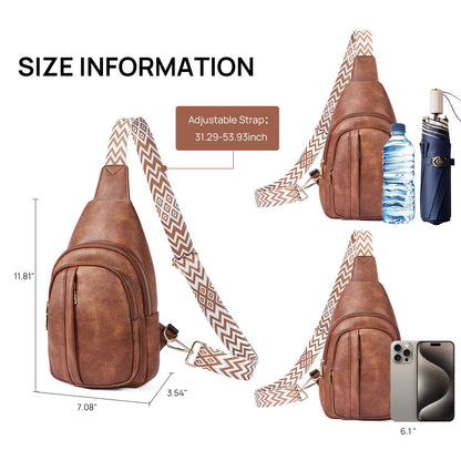 Telena Crossbody Sling Bags for Women, PU Leather Fanny Packs Cross Body Bag for Woman