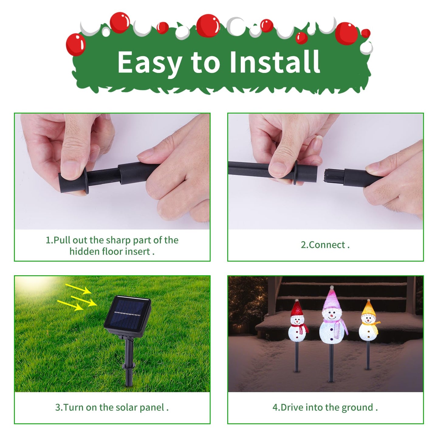 TAILERRI Solar Christmas Pathway Lights Outdoor Decorations, Set of 3 LED Snowman Stake Lights, Waterproof Walkway Landscape Light for Yard, Garden, Winter Decor (Red/Pink/Yellow Snowman, 3-Pack)