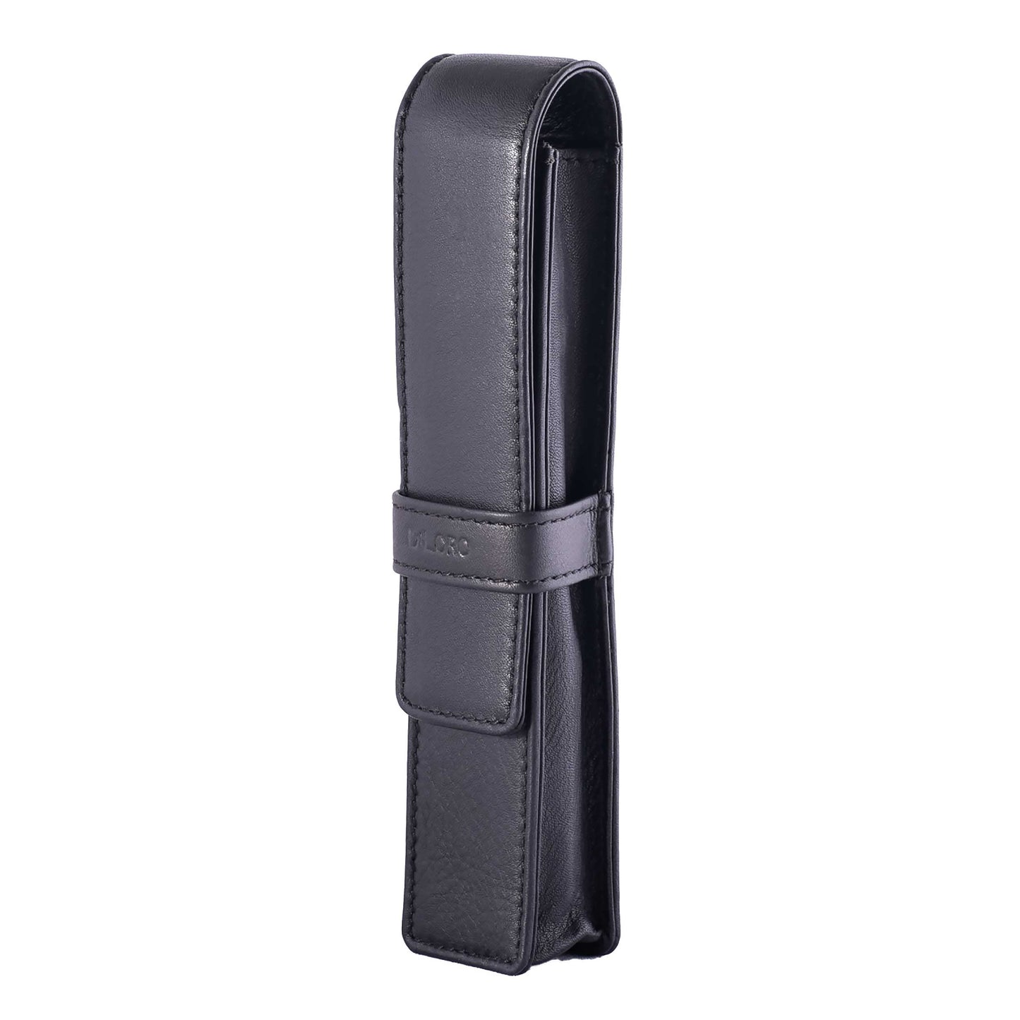 DiLoro Leather Single Pen Case Pencil Pouch Holder for One Fountain Ballpoint Rollerball Pen and Pencil (Black)