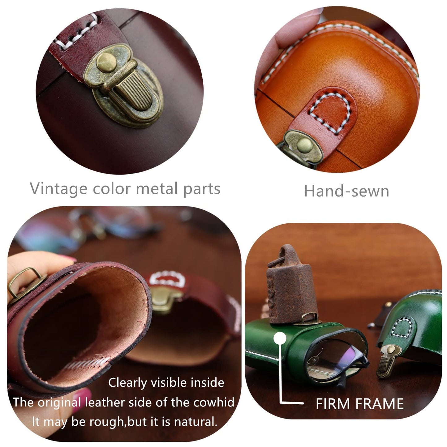 Fanyixuan Leather Eyeglass Case Hard Shell Retro Men And Women Sunglasses Nearsighted Glasses Locking clasp Protection Box (Crimson)