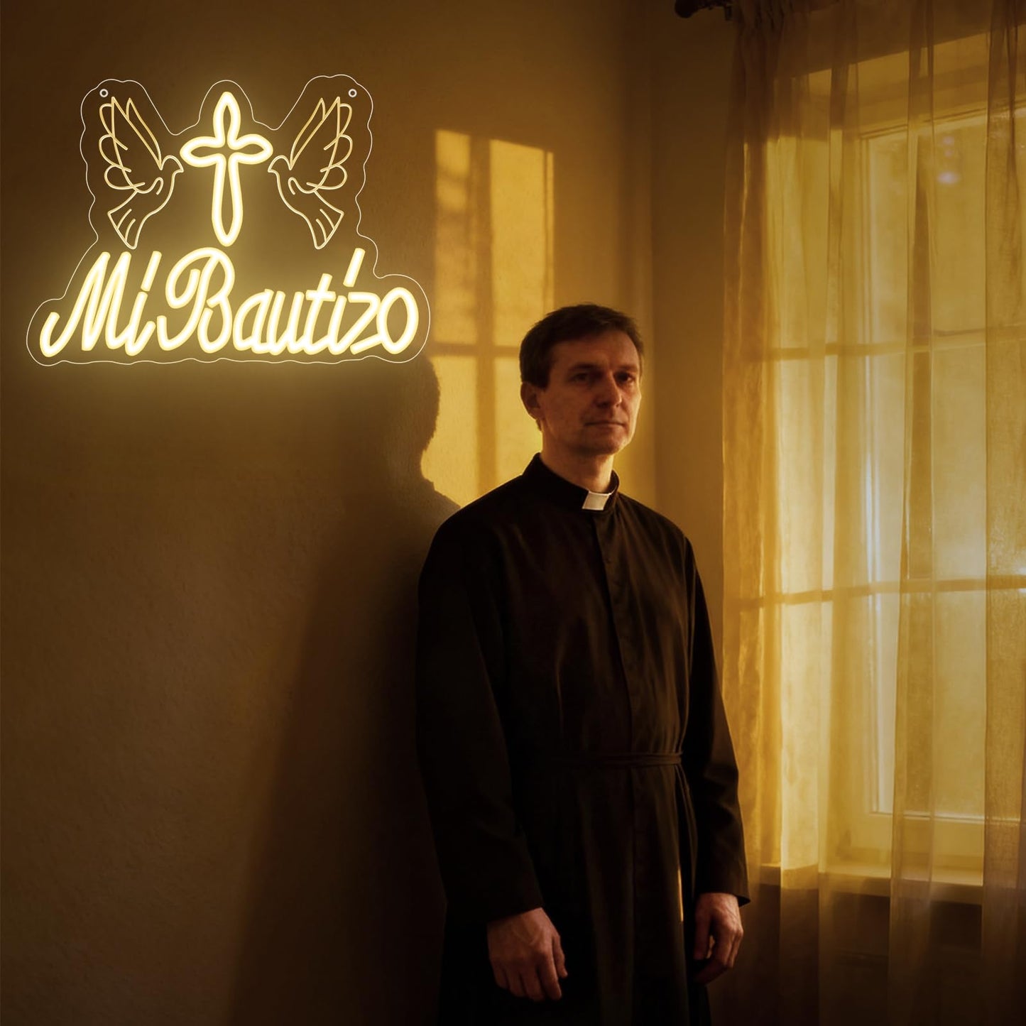 Mi Bautizo Neon Sign for Baptism Decorations, Led USB Signs for First Birthday Cross Baby Shower Bedroom Kids Room Party Backdrop Decor Gifts