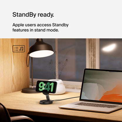 Belkin Magnetic Wireless Charging Pad 15W - MagSafe-Compatible Qi2-Certified Wireless Charging Station, iPhone Charger for Apple iPhone 16, 15, 14 Series, AirPods w/Non-Slip Base - Black (No PSU)