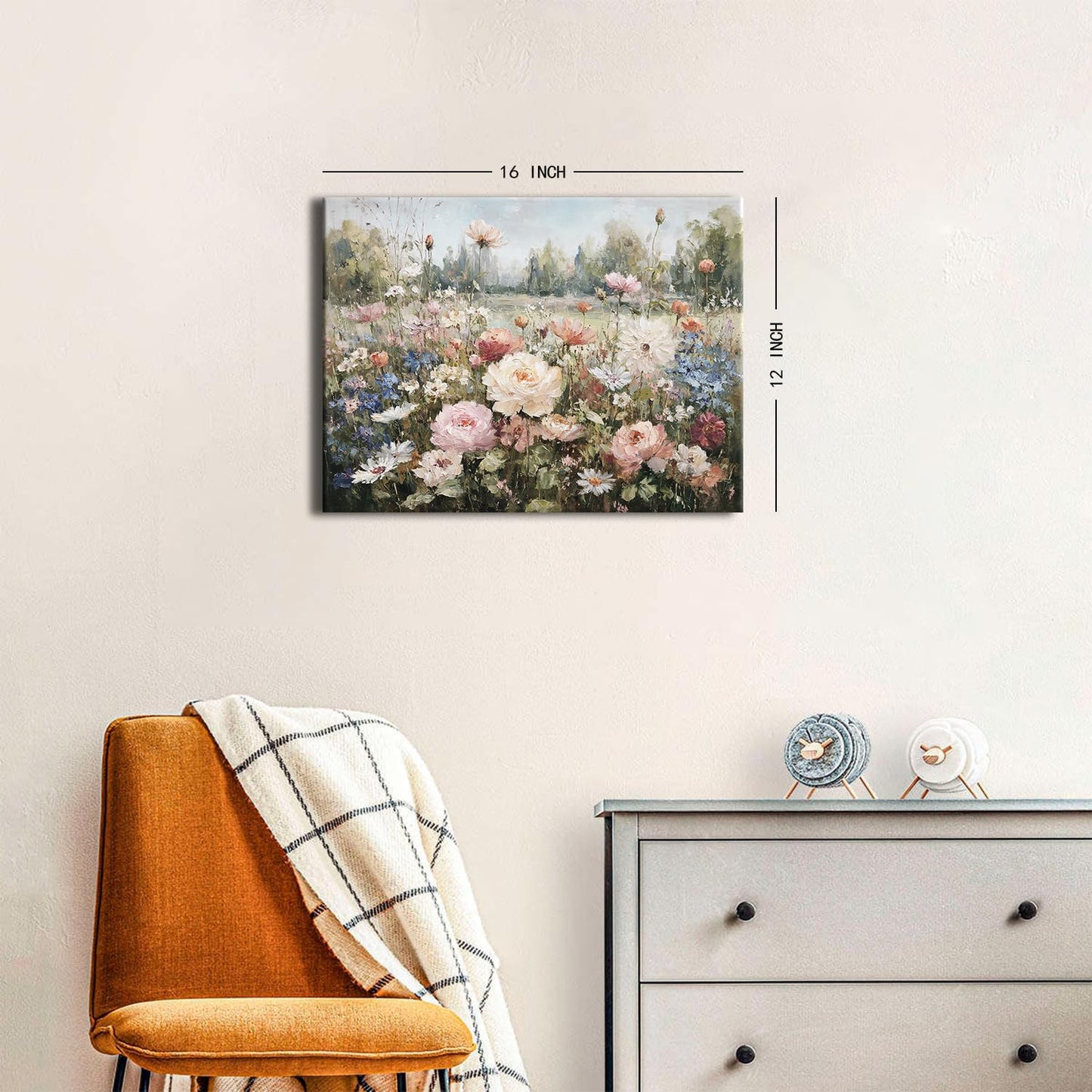 Abstract Floral Wall Art Pink Roses Wall Decor for Bathroom Rustic Farmhouse Flowers Canvas Pictures Nature Floral Landscape Paintings Poster Modern Botanical Aesthetic Artwork Home Decoration 12x16"