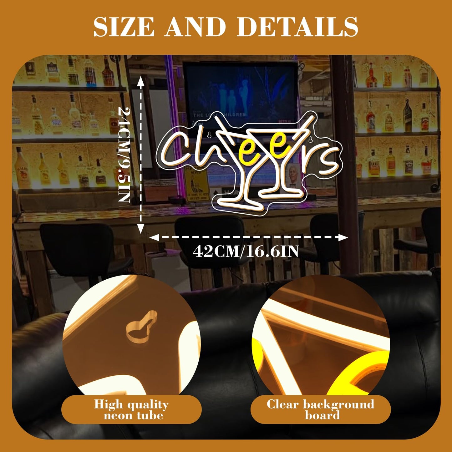 WX&YH Cheers Neon Sign Cocktails Bar Led Sign Cheers Neon Signs for Wall Decor Cocktails Glass Neon Lights Signs for Home Pub Party Club Restaurant Shop Bar Lights Decor Gifts
