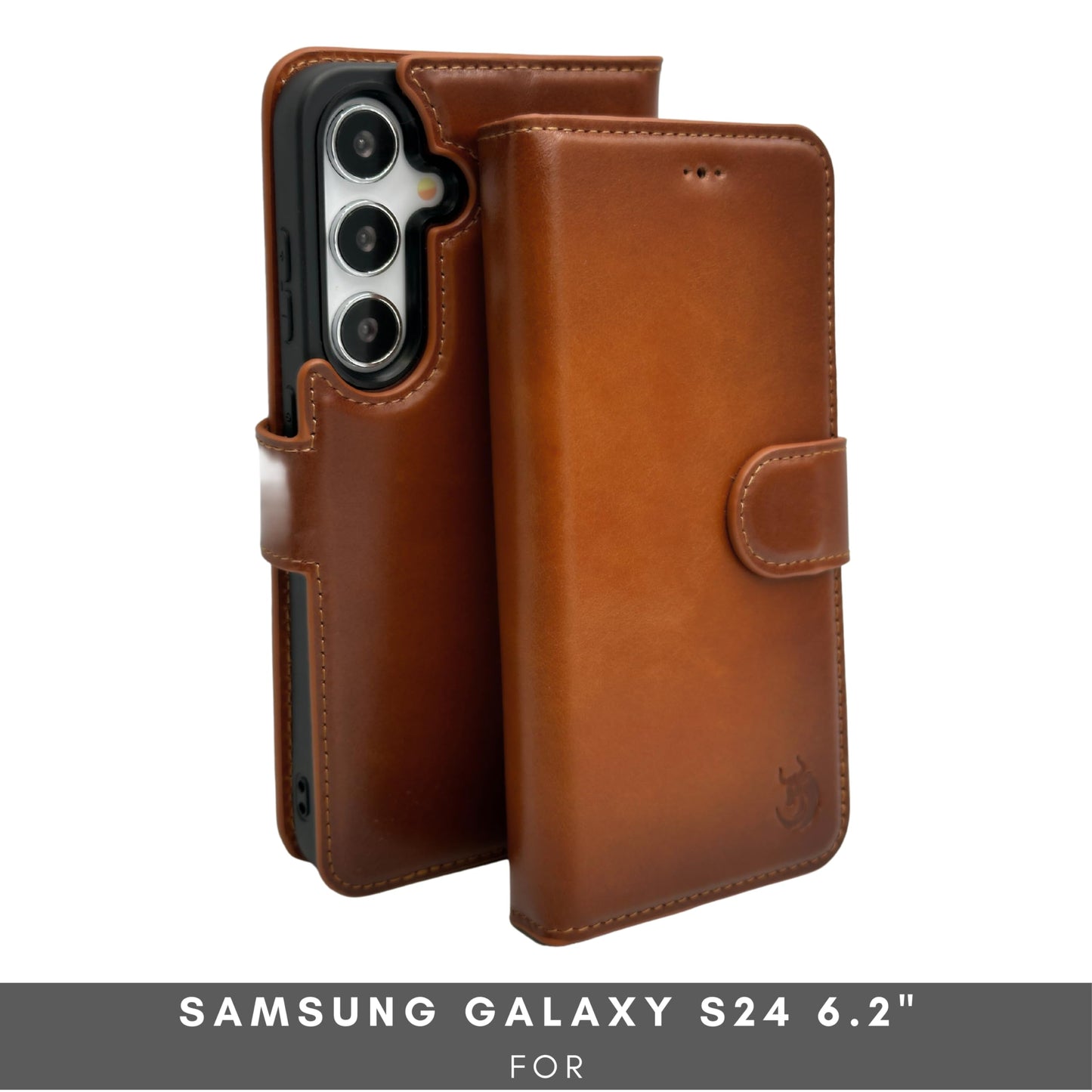 TORONATA Nevada Samsung Galaxy S24 Case – S24 Leather Case - Luxury S24 Wallet Case with Kickstand Design, Card Slots – Handcrafted Anti Scratch RFID Leather Wallet (Tan)