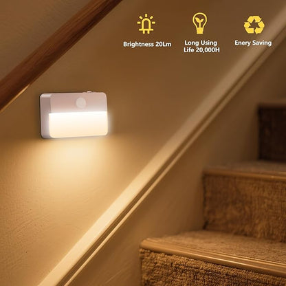 Motion Sensor Stair Light for Indoor, Battery Operated Closet Lights, Portable LED Wireless Stick on Night Lights for Hallway, Bedroom, Under Cabinet, Kitchen(6 Pack, White)