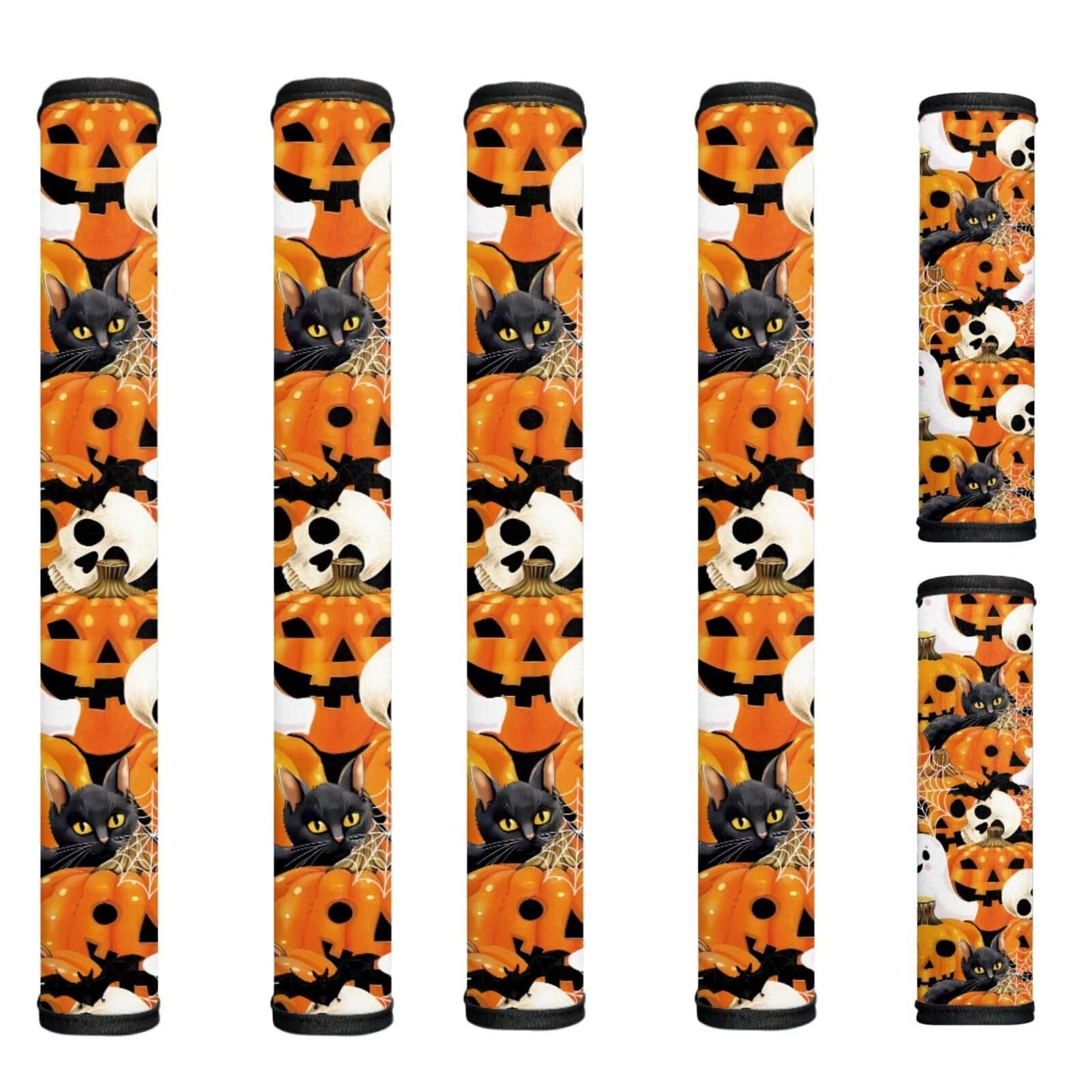 HUISEFOR Pumpkin Fridge Door Handle Covers Ghost Refrigerator Handle Covers Set of 6, Non-Slip Microwave Dishwasher Door Cloth Protector, Keep Off Fingerprints,Food Stains Halloween Decor