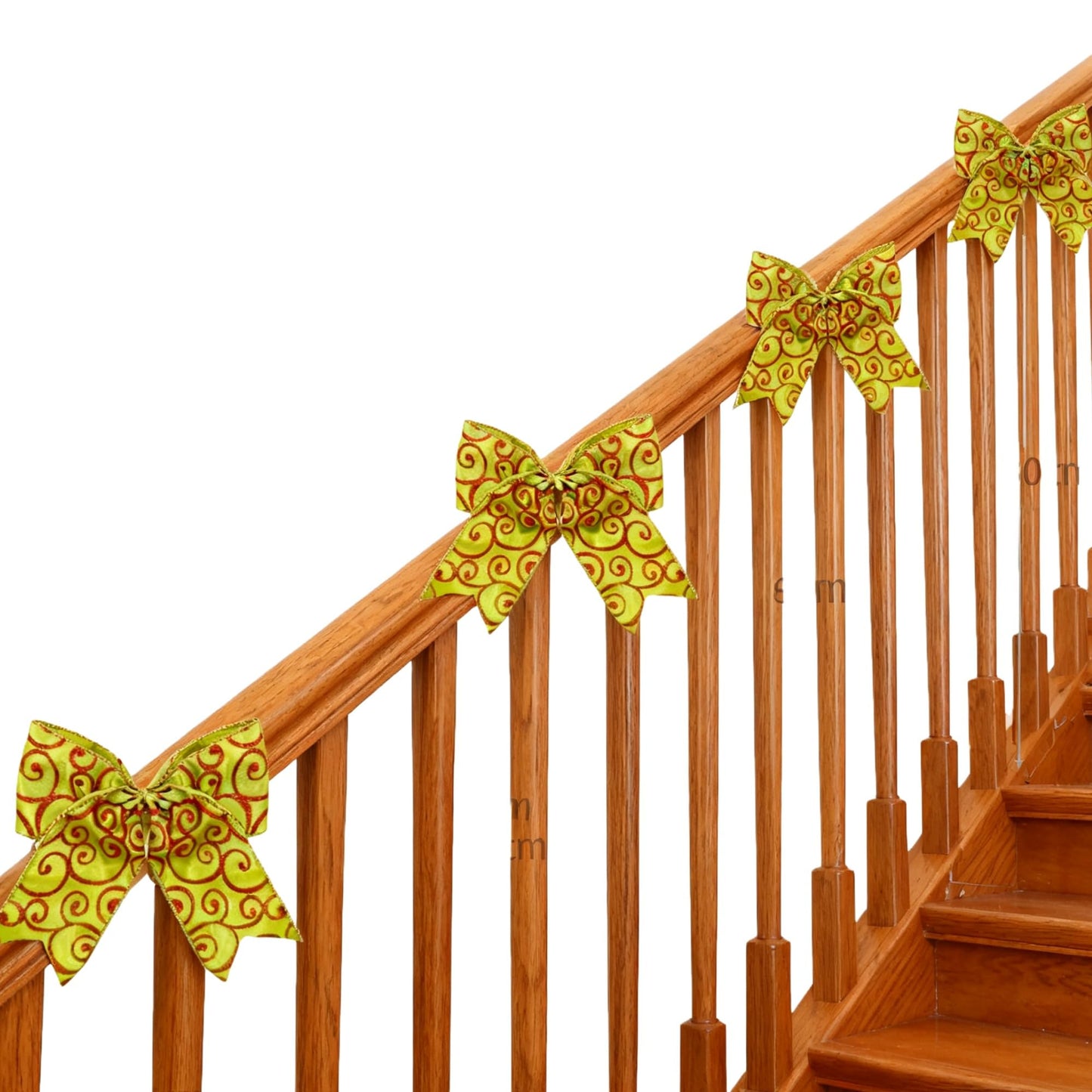 Meseey 12 Pcs Red & Green Christmas Bows 6 Inch Pre-Made Ribbon Bows for Tree, Wreath, Gift Wrapping, Crafts, Stairs & Outdoor Holiday Decor