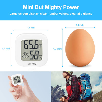 Vaikby Indoor Thermometer 4Pack, Humidity Gauge Meter Digital Hygrometer Room Thermometer for Home, Hight Accurate Temperature and Humidity Monitor for Greenhouse, Reptile, Humidors, Cellar, Office