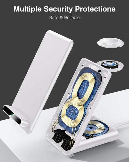 Wireless Charging Station,3 in 1 Charging Stand Made for Apple Watch Ultra 11 10 9 8 7 6 SE 5 4 3,Fast Wireless Charger Made for iPhone 17/Air/16/15/14/13/12,for AirPods Pro(with Adapter) (Black)