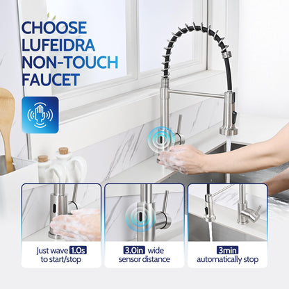 Kitchen Faucet with Pull Down Sprayer, High Arc Single Handle Stainless Steel Kitchen Sink Faucet with Sprayer for Rv Camper, Matte Black
